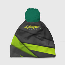 Шапка с помпоном Cyberpunk 2077 stripes line, цвет: 3D-зеленый