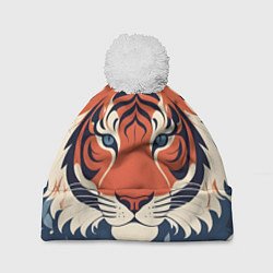 Шапка c помпоном Тигр яркие контрасты