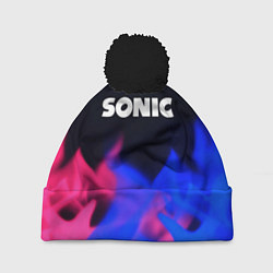 Шапка с помпоном Sonic neon flame, цвет: 3D-черный