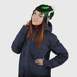 Шапка с помпоном Зелёная сфера киберпанк, цвет: 3D-белый — фото 2