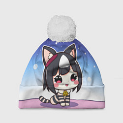 Шапка с помпоном Куроми на розовом островке, цвет: 3D-белый