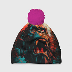 Шапка с помпоном King Kong roar, цвет: 3D-малиновый