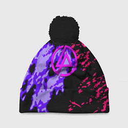 Шапка с помпоном Linkin park огненные краски, цвет: 3D-черный