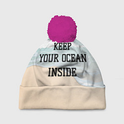 Шапка с помпоном Keep your ocean inside, цвет: 3D-малиновый