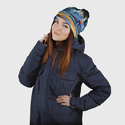 Шапка с помпоном Средиземноморский пейзаж, цвет: 3D-черный — фото 2