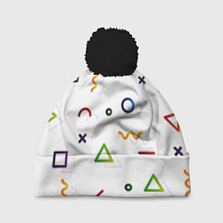 Шапка с помпоном Геометрический хаос, цвет: 3D-черный