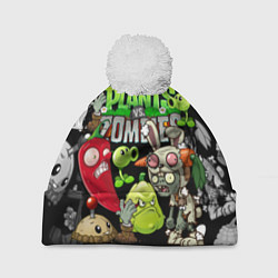 Шапка с помпоном Растения против зомби персонажи, цвет: 3D-белый