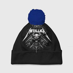 Шапка с помпоном The horned skull - Metallica, цвет: 3D-тёмно-синий