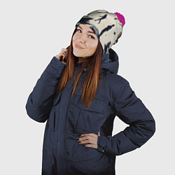 Шапка с помпоном Сюрреалистичные люди и камни, цвет: 3D-малиновый — фото 2