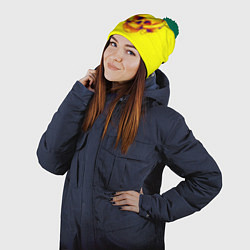 Шапка с помпоном Yellow bananas skull - cyberpunk, цвет: 3D-зеленый — фото 2