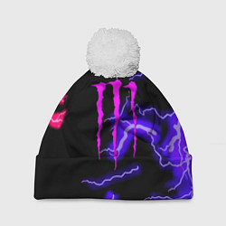 Шапка c помпоном Monster energy неоновый шторм