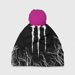 Шапка с помпоном Monster energy лес, цвет: 3D-малиновый