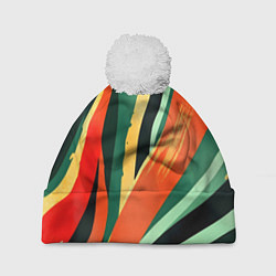 Шапка с помпоном Тропическая жаркая абстракция, цвет: 3D-белый