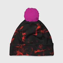 Шапка c помпоном Color red black