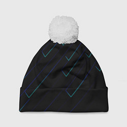 Шапка с помпоном Color blue black, цвет: 3D-белый