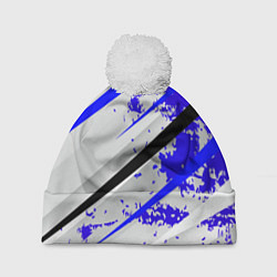 Шапка с помпоном Color white blue, цвет: 3D-белый