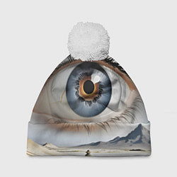 Шапка с помпоном Глаз в пустыне, цвет: 3D-белый