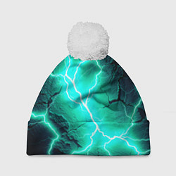 Шапка c помпоном Color light blue black