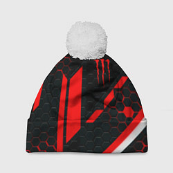 Шапка с помпоном Monster energy sport geometry, цвет: 3D-белый