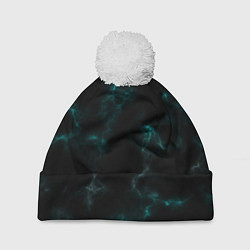 Шапка с помпоном Color black turquoise, цвет: 3D-белый