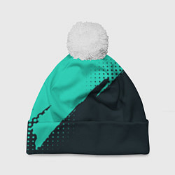 Шапка с помпоном Color black light blue, цвет: 3D-белый