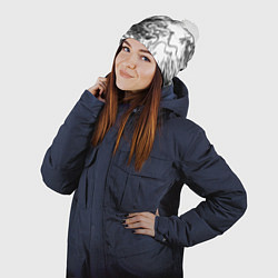 Шапка с помпоном Татуировка дракона на белом, цвет: 3D-белый — фото 2