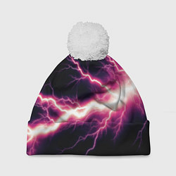 Шапка с помпоном Lightning pink, цвет: 3D-белый