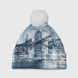 Шапка с помпоном New York город, цвет: 3D-белый