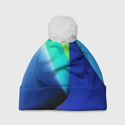 Шапка с помпоном Color blue green, цвет: 3D-белый