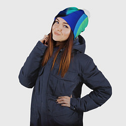 Шапка с помпоном Color blue green, цвет: 3D-белый — фото 2