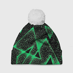 Шапка c помпоном A light green triangle with dots