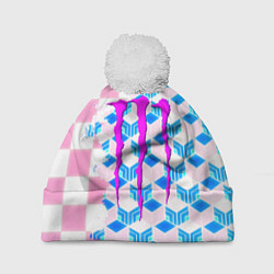 Шапка с помпоном Monster energy neon anime, цвет: 3D-белый