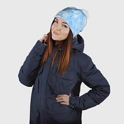 Шапка с помпоном Прозрачная голубая вода, цвет: 3D-белый — фото 2