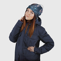 Шапка с помпоном Фантастический мир с медузами и озеро у гор, цвет: 3D-белый — фото 2