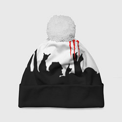 Шапка с помпоном Monster energy rock black, цвет: 3D-белый