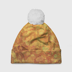Шапка с помпоном Абстракция - orange camouflage, цвет: 3D-белый
