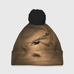 Шапка с помпоном Летящая птица, цвет: 3D-черный