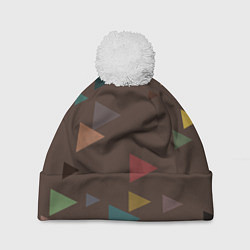 Шапка с помпоном Осень палитра глубокий лес, цвет: 3D-белый
