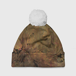 Шапка с помпоном Абстракция - yellowish-dark pink stone, цвет: 3D-белый