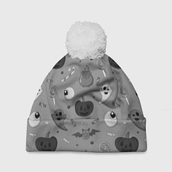 Шапка с помпоном Halloween grey, цвет: 3D-белый