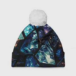 Шапка c помпоном Текстура драгоценных камней