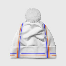 Шапка c помпоном Neon white orange light blue
