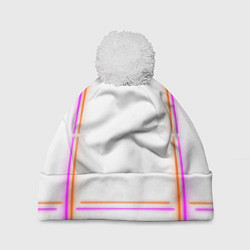 Шапка c помпоном Neon white orange pink