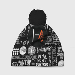 Шапка с помпоном Twenty one pilots rock logo, цвет: 3D-черный