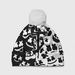 Шапка с помпоном Doom x Marshmello pattern, цвет: 3D-белый