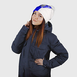 Шапка с помпоном Сатурн сине-белый, цвет: 3D-белый — фото 2
