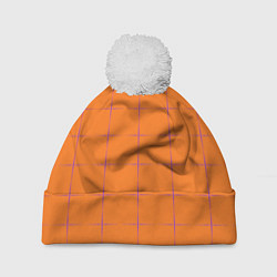 Шапка с помпоном Color orange stripe, цвет: 3D-белый