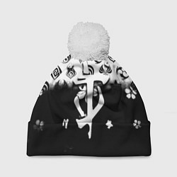 Шапка c помпоном Doom черно белые аниме