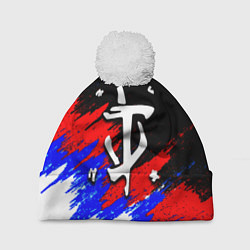 Шапка с помпоном Doom триколор краски, цвет: 3D-белый