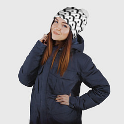 Шапка с помпоном Три буквы: чёрные, цвет: 3D-белый — фото 2